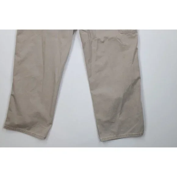 Vintage Y2K Gap Mens 38x30 Faded Carpenter Wide Leg Pants Beige Cotton Workwear